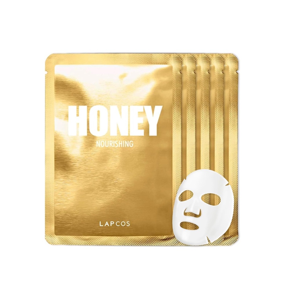New LAPCOS Honey Sheet Mask,Daily Mask with Hyaluronic Acid and Antioxidants 5pc